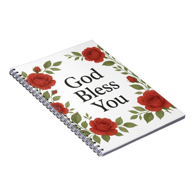 Cuaderno Dios te bendiga Tarjetas florales de rosa religios (Lado Derecho)