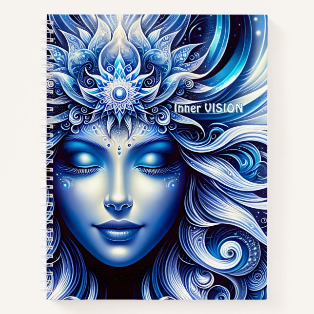 Cuaderno Diosa Cabeza Azul Celestial Enero - (Anverso)