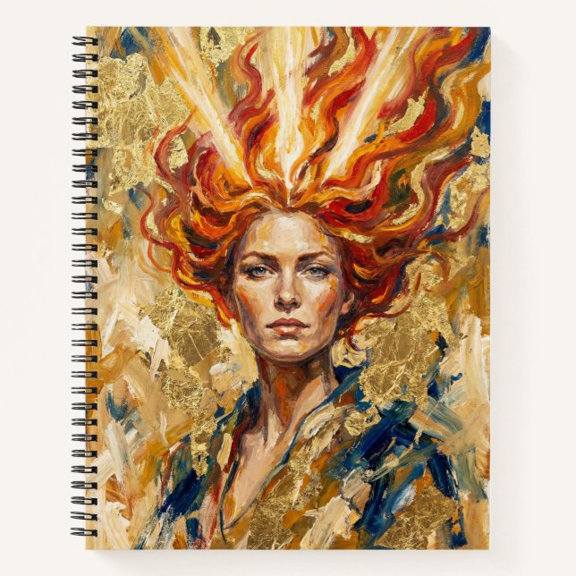 Cuaderno Diosa celta del fuego Brigid arte fantástico con h (Anverso)