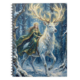 Cuaderno Diosa celta y ciervo blanco brillante