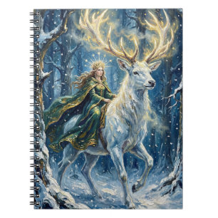 Cuaderno Diosa celta y ciervo blanco brillante
