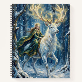 Cuaderno Diosa celta y ciervo blanco brillante