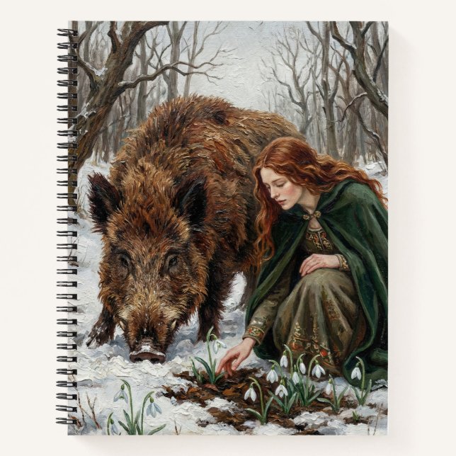 Cuaderno Diosa celta y jabalí salvaje (Anverso)