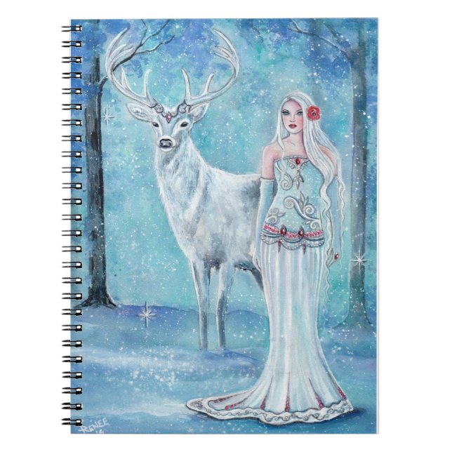 Cuaderno Diosa de feriado de invierno con diario de ciervos (Frente)