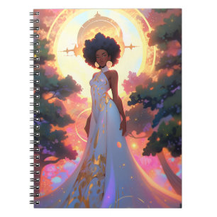 Cuaderno Diosa de la naturaleza Arte de fantasía afroameric
