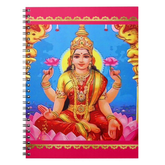 Cuaderno Diosa de oro hermosa de Lakshmi Diwali (Frente)