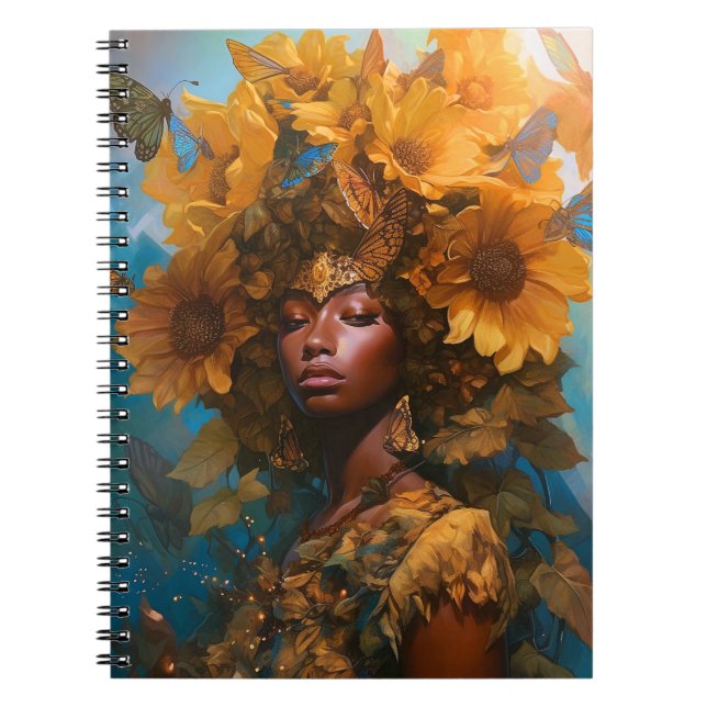 Cuaderno Diosa del girasol Arte fantástico (Frente)