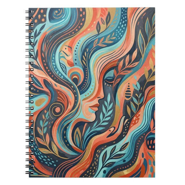 Cuaderno Diosa Espiritual Boho Chic con Foto de Hojas  (Frente)