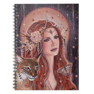 Cuaderno Diosa freya con Lynx de Renee Lavoie