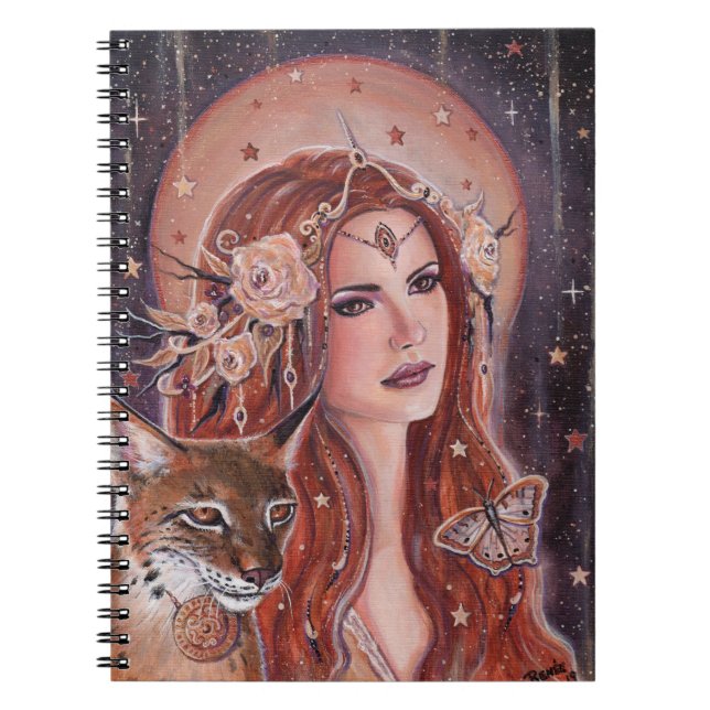 Cuaderno Diosa freya con Lynx de Renee Lavoie (Frente)
