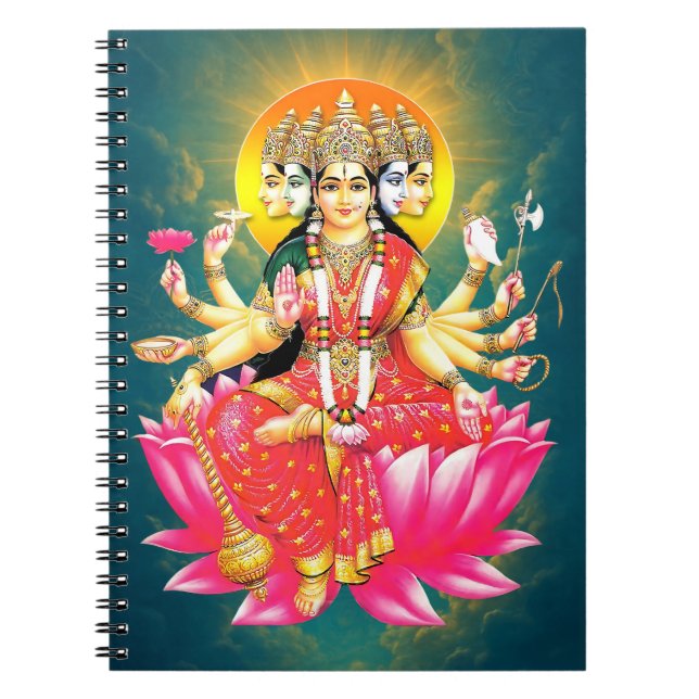 Cuaderno Diosa Gayatri Devi en la deidad hindú de Lotus (Frente)