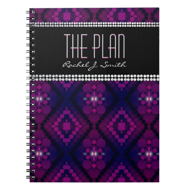 Cuaderno Diosa Luces Personalizado de patrón púrpura (Frente)