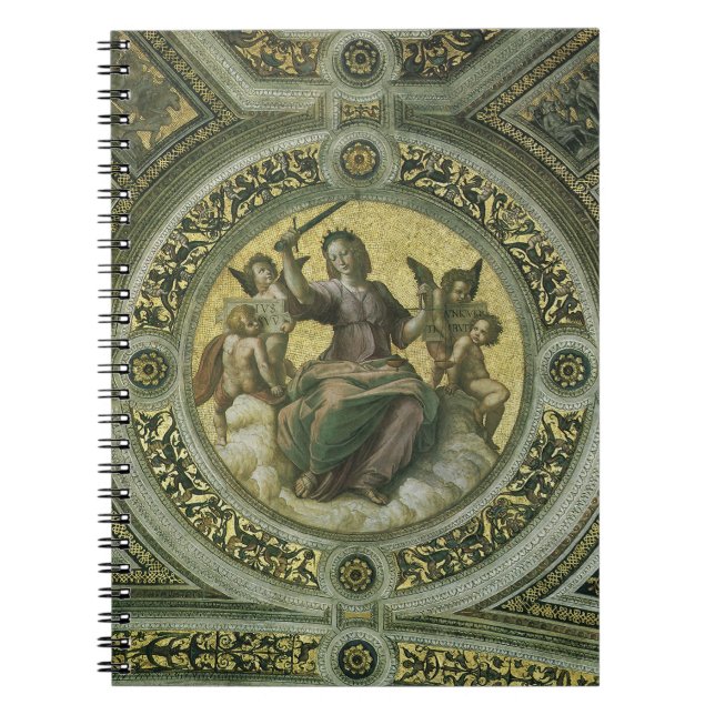 Cuaderno Diosa romana Justicia con ángeles de Raphael (Frente)