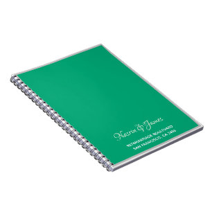 Cuaderno Dirección de devolución de boda esmeralda verde