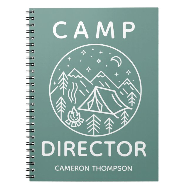 Cuaderno Director del Campamento Verde Personalizado de Ver (Frente)