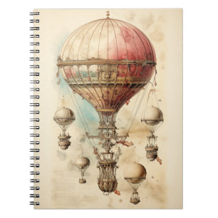 Cuaderno Dirigible de fantasía victoriana - Rosa, beige y s