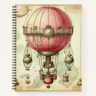 Cuaderno Dirigible Globo Rosa Antiguo Victoriano