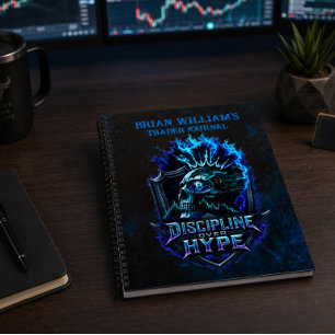 Cuaderno Disciplina Sobre Hype Azul Grunge Bitcoin