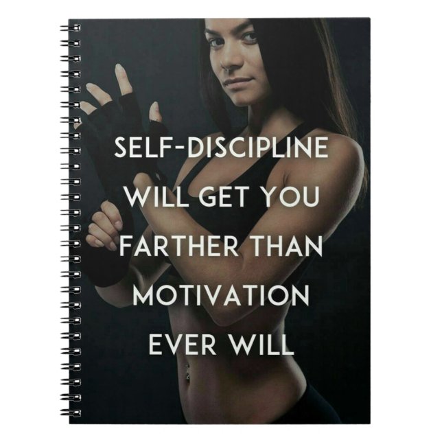 Cuaderno Disciplina vs Motivación - Inspiración de gimnasio (Frente)