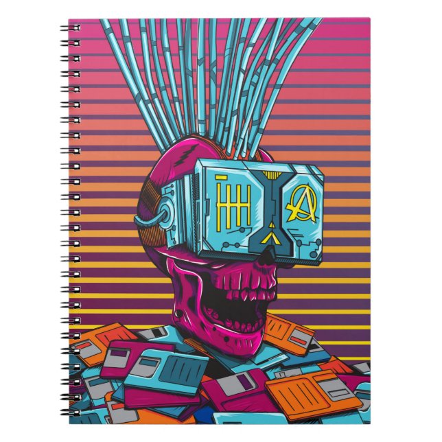 Cuaderno Disco Cyber Skull Virtual Reality Cyberpunk (Frente)