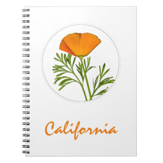Cuaderno Discotera de California en un círculo, texto de "C