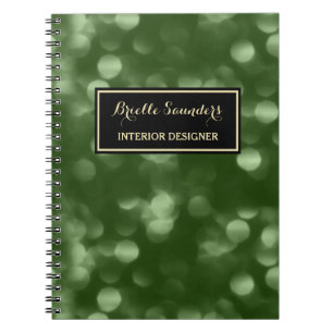 Cuaderno Diseñador de interiores Bokeh verde