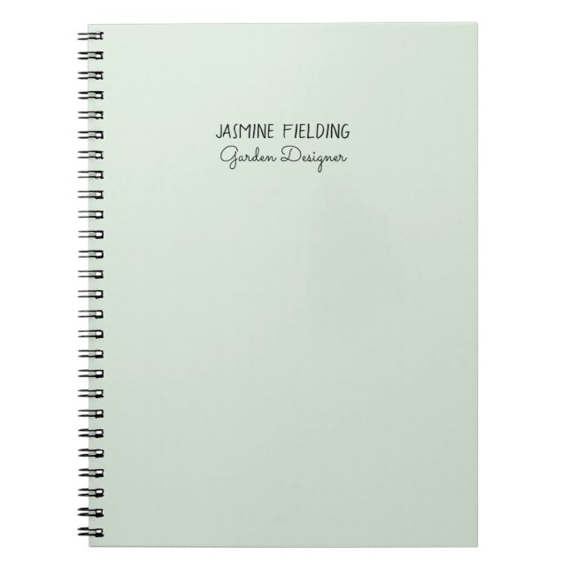 Cuaderno Diseñador de Jardín Verde Salvia Elegante Personal (Frente)
