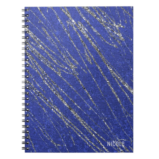 Cuaderno Diseñador de rayas de mármol de cristal moderno az (Frente)