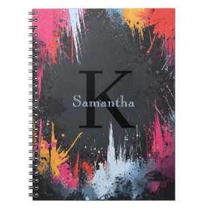 Cuaderno Diseño abstracto con colores neón y nombre persona