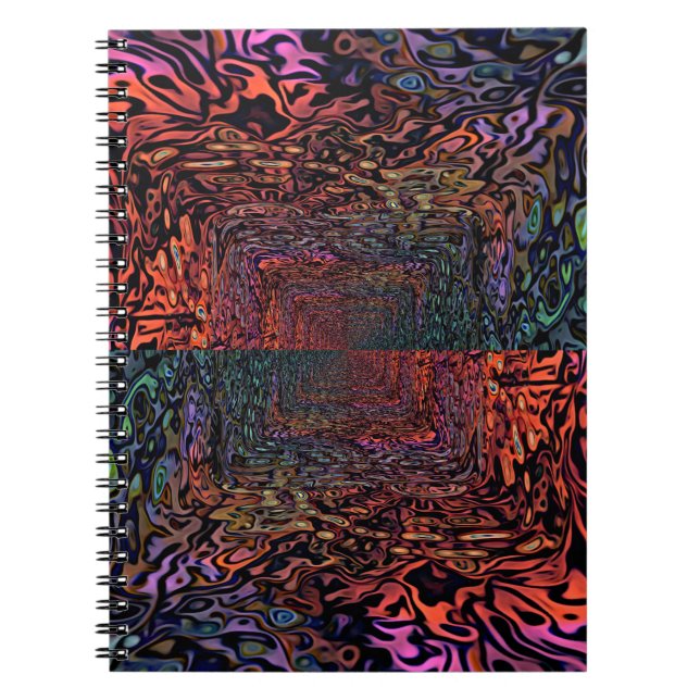 Cuaderno Diseño Abstracto de Caleidoscopio Fractal Eléctric (Frente)