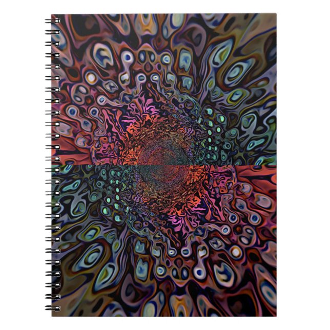 Cuaderno Diseño Abstracto de Caleidoscopio Fractal Eléctric (Frente)