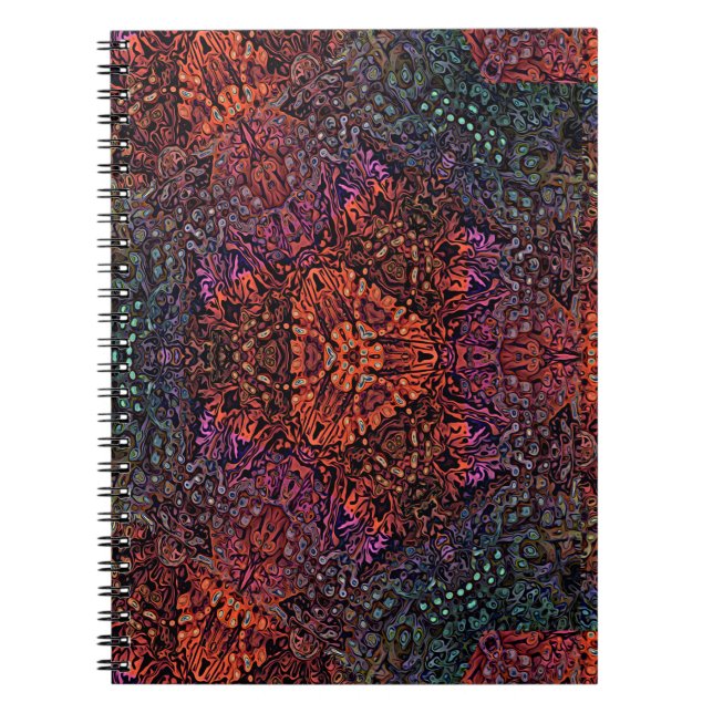 Cuaderno Diseño Abstracto de Caleidoscopio Fractal Eléctric (Frente)