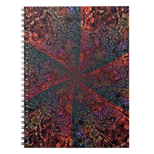 Cuaderno Diseño Abstracto de Caleidoscopio Fractal Eléctric (Frente)