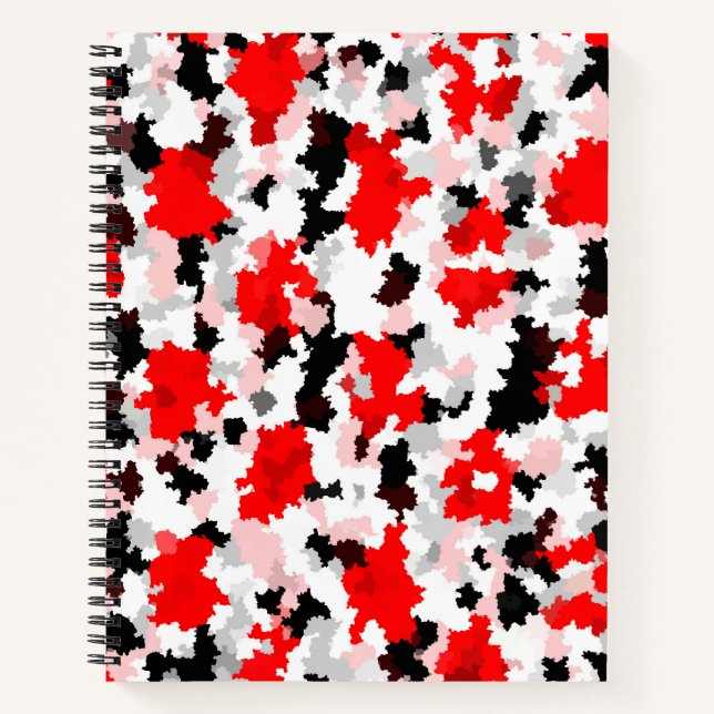 Cuaderno Diseño abstracto de camo blanco rojo (Anverso)