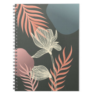 Cuaderno Diseño abstracto de la flor de arte de la línea - 