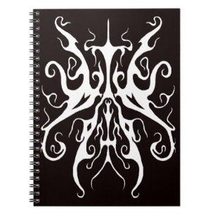 Cuaderno Diseño Abstracto de Máscara Tribal Blanca Elegante