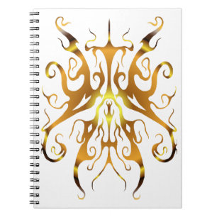 Cuaderno Diseño Abstracto de Máscara Tribal Dorada Elegante