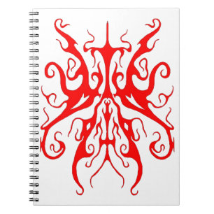 Cuaderno Diseño Abstracto de Máscara Tribal Roja Elegante