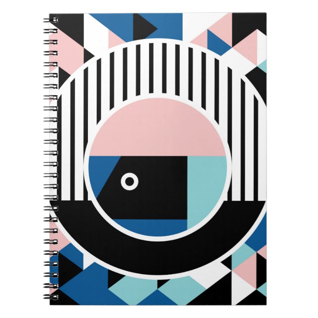 Cuaderno Diseño abstracto de poster Memphis. Marca geométri (Frente)