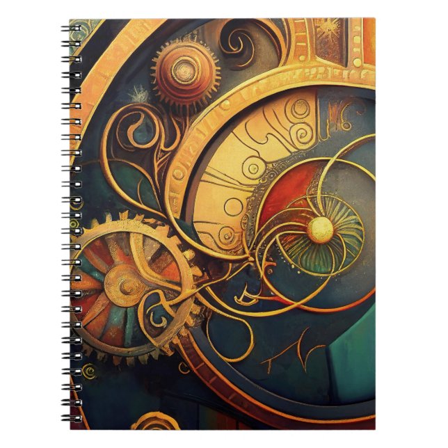 Cuaderno Diseño abstracto de relojería Steampunk (Frente)