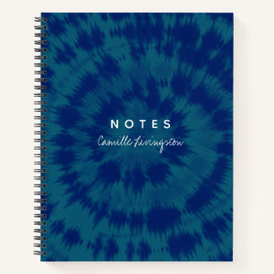 Cuaderno Diseño abstracto de tinta azul hippie azul índig