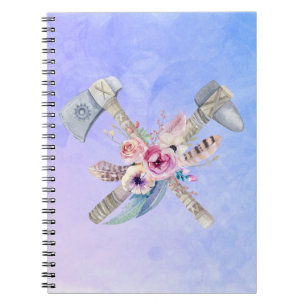 Cuaderno Diseño acuarela de plumas y flores Tomahawk