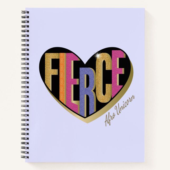 Cuaderno Diseño afro unicornio de corazón feroz (Anverso)