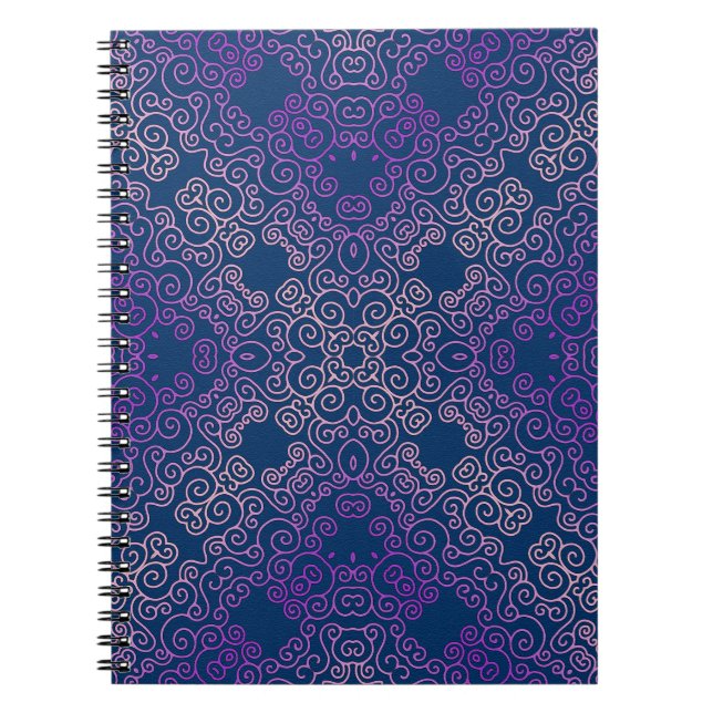 Cuaderno diseño arabesco de color púrpura (Frente)