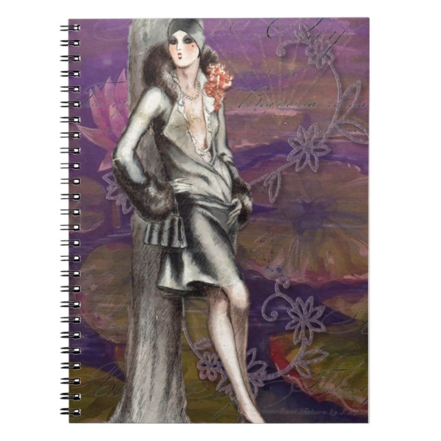 Cuaderno Diseño Art Decó de Flapper Lady (Frente)