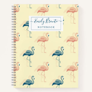 Cuaderno Diseño Art Decó de melocotón y flamenco azul