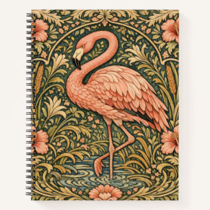 Cuaderno diseño art nouveau de flamenco rosa vintage