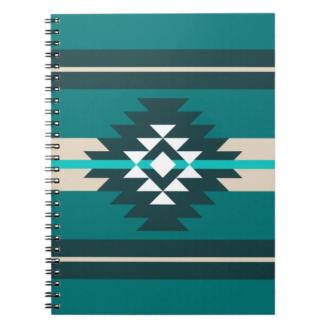 Cuaderno Diseño azteca de color turquesa (Frente)