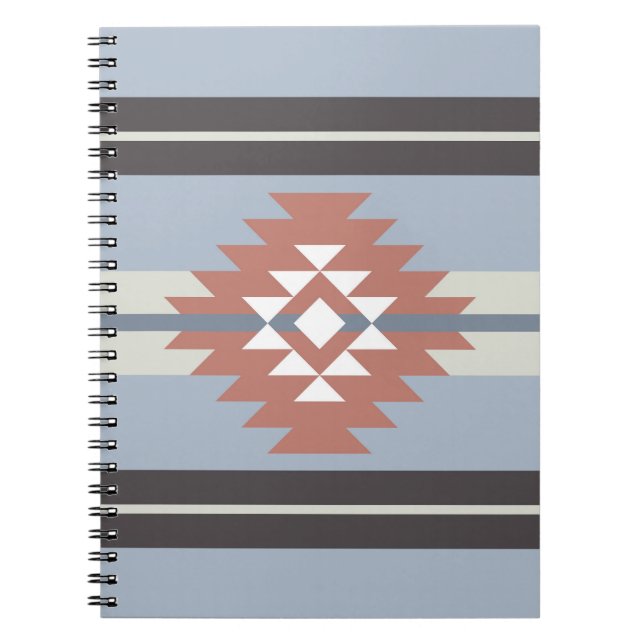 Cuaderno Diseño azteca en tonos rosa y azul (Frente)