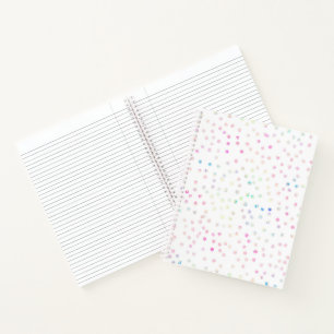 Cuaderno Diseño blanco de puntos de brillo iridiscente eleg
